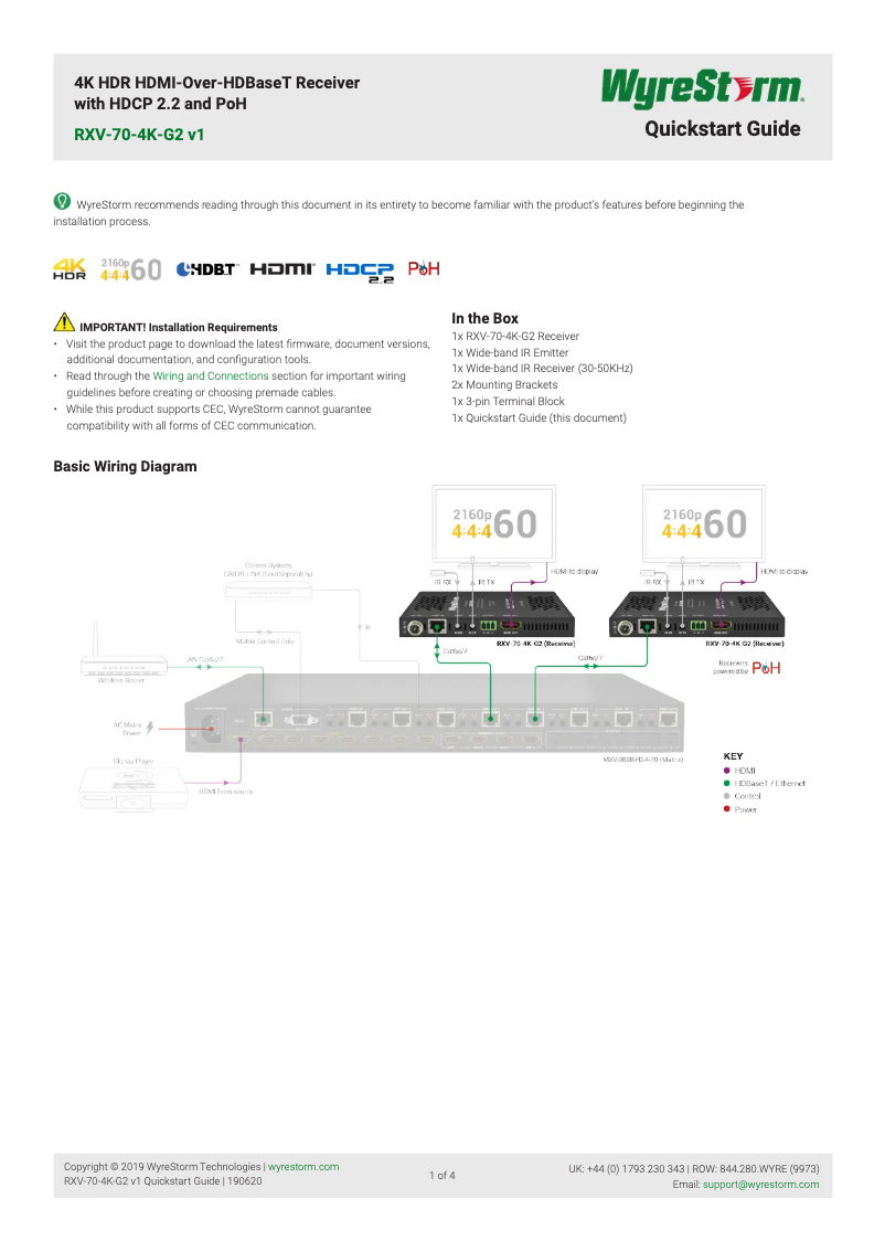 Page 1 de la notice Manuel utilisateur WyreStorm TX-H2X-VLC