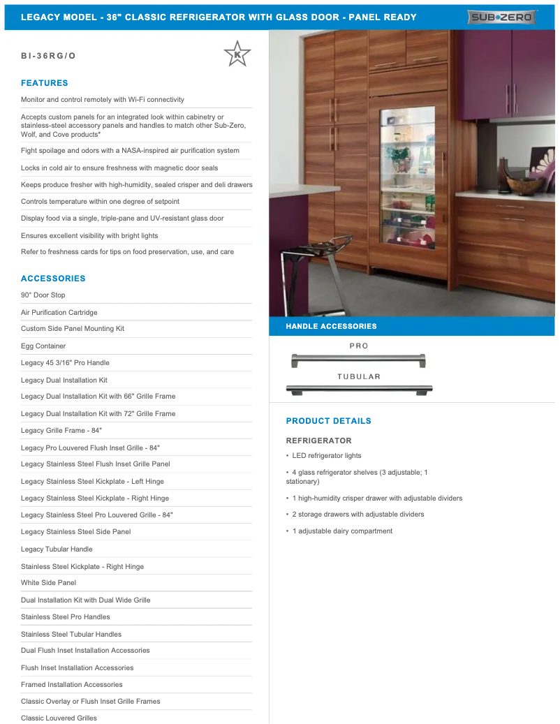 Page 1 de la notice Manuel utilisateur Sub-Zero BI-36RO