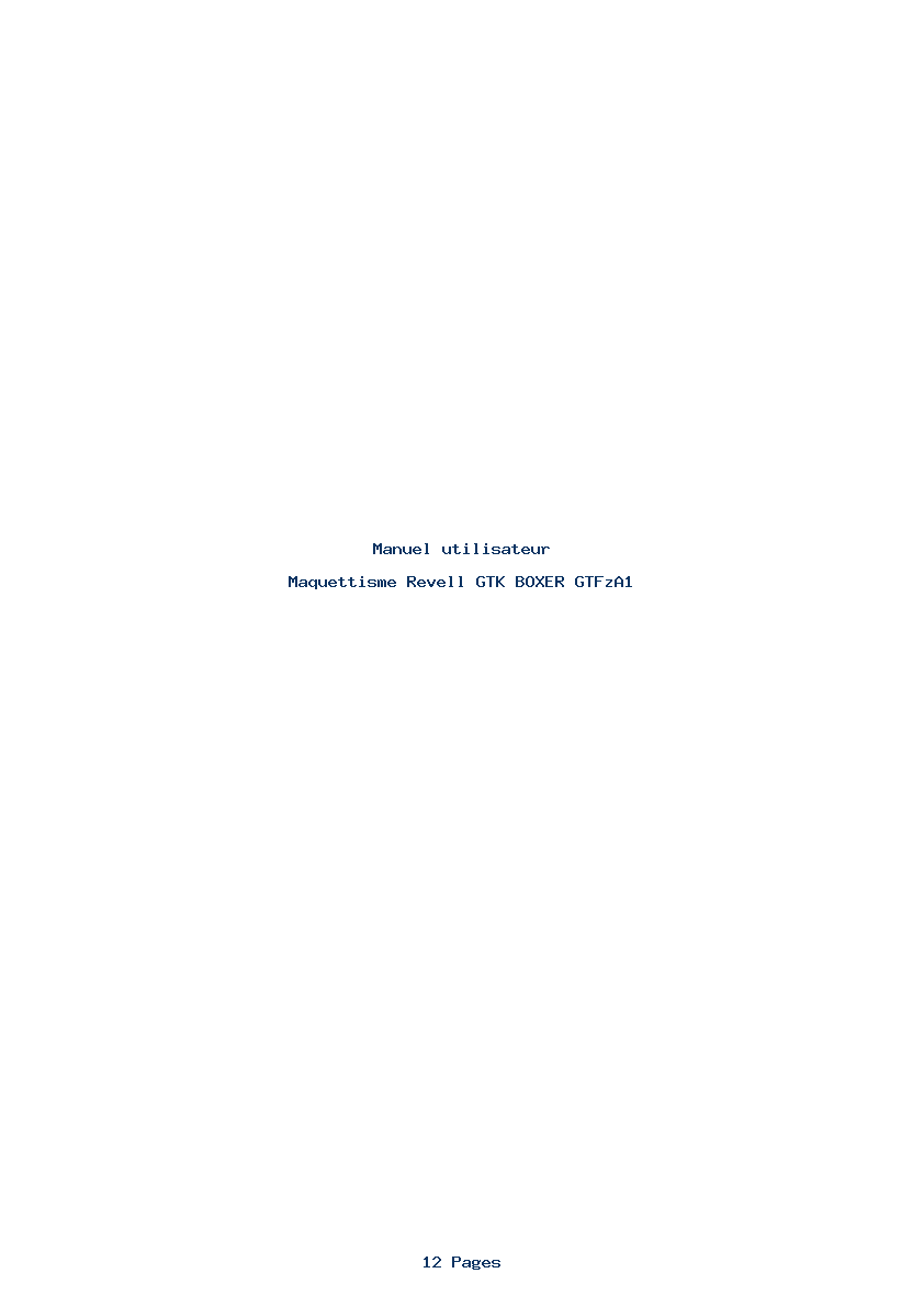 Page 1 de la notice Manuel utilisateur Revell GTK BOXER GTFzA1