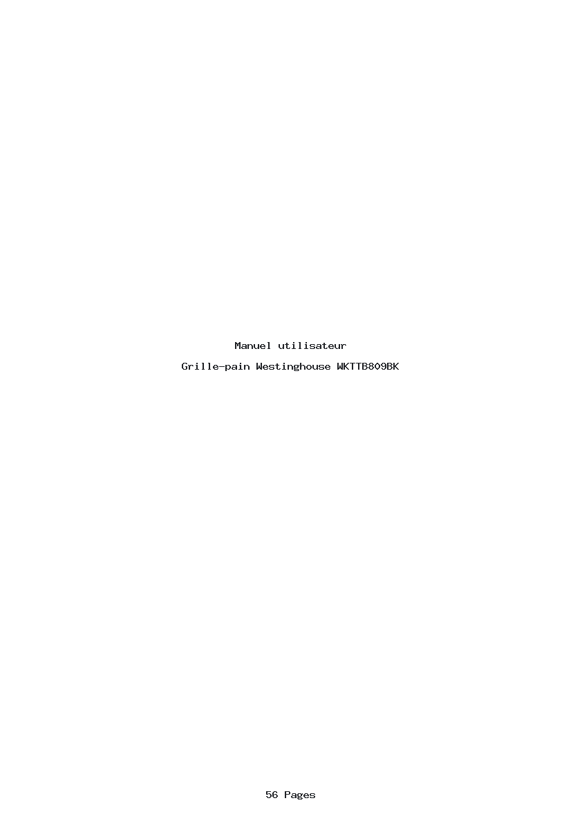 Page 1 de la notice Manuel utilisateur Westinghouse WKTTB809BK