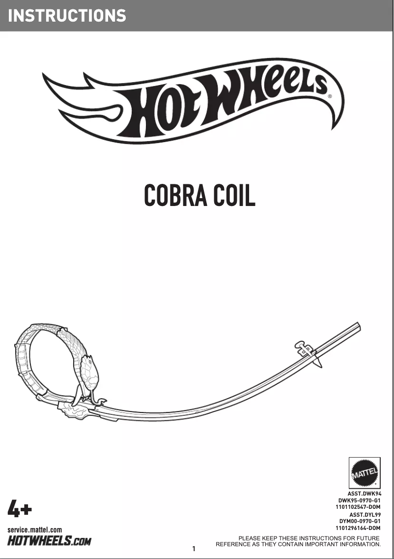 Image de la première page du manuel de l'appareil Hot Wheels DWK95