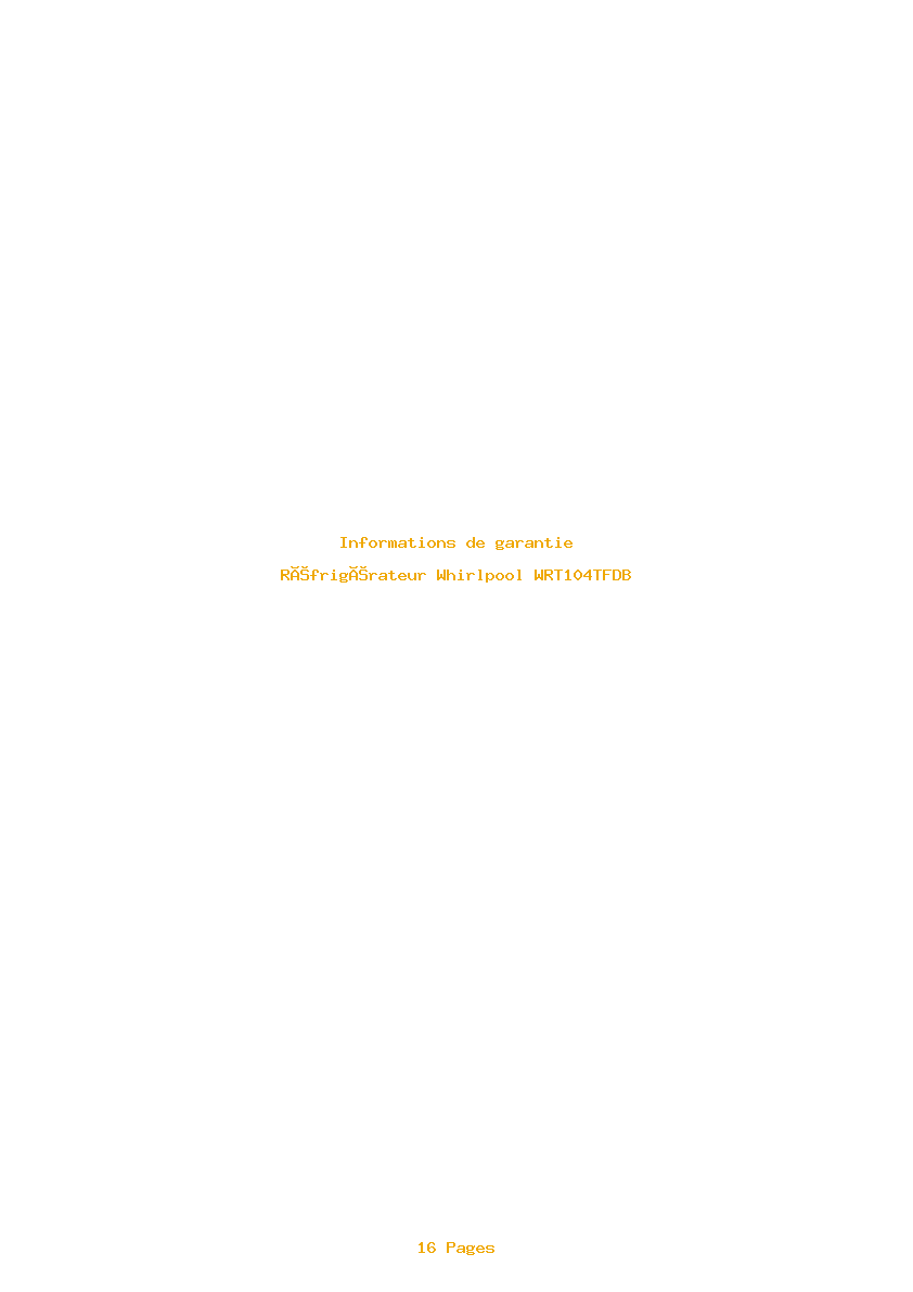 Image de la première page du manuel de l'appareil WRT104TFDB