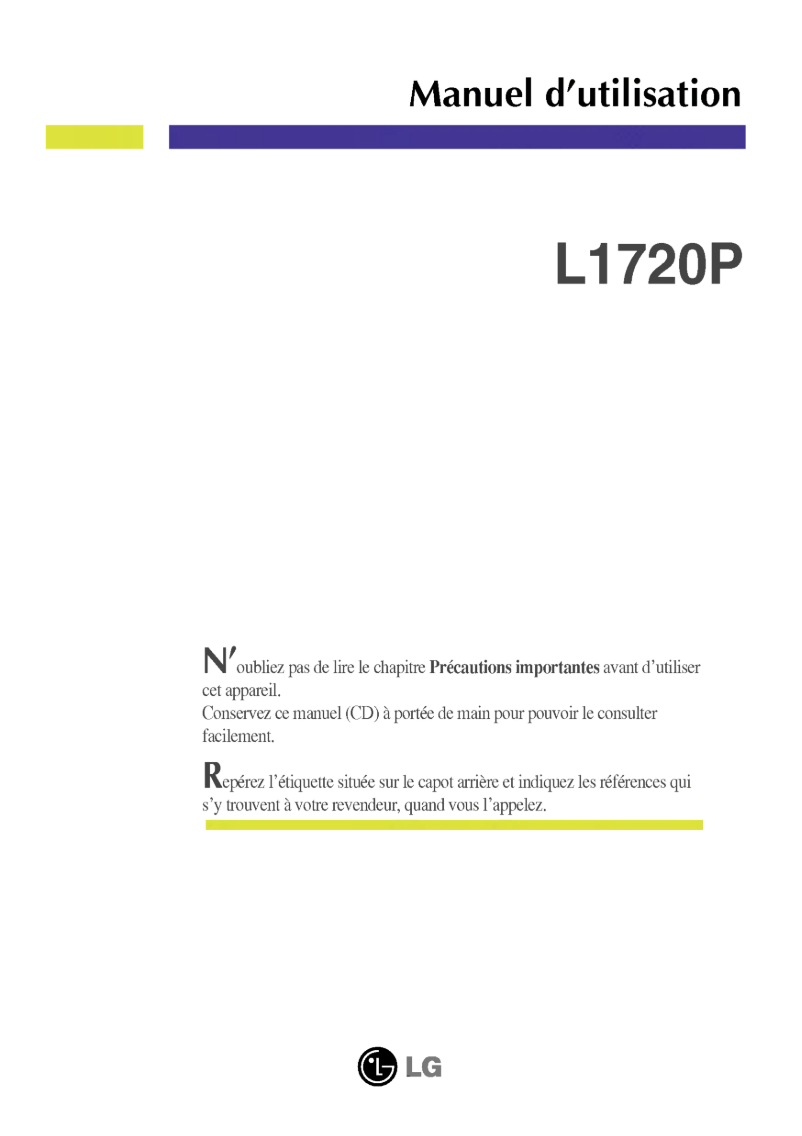 Page 1 de la notice Manuel utilisateur LG L1720P