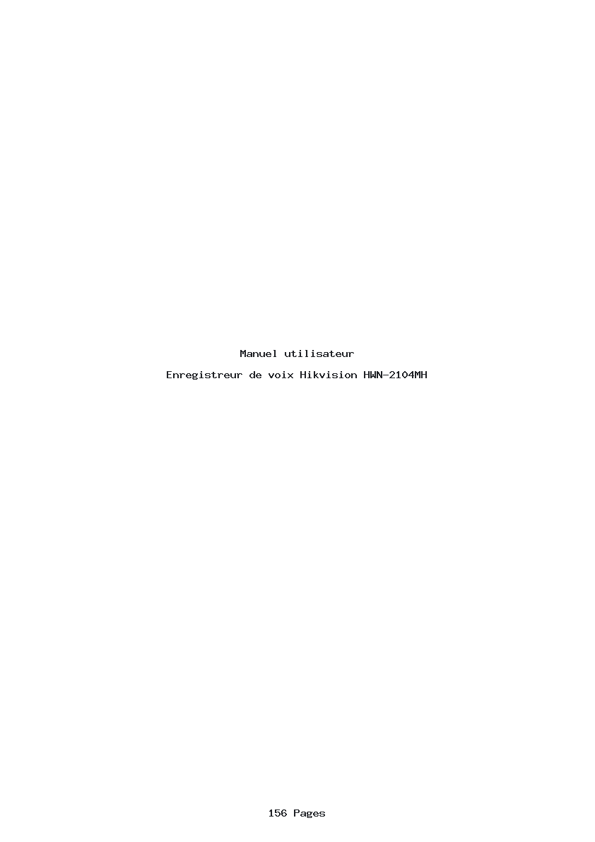 Page 1 de la notice Manuel utilisateur Hikvision HWN-2104MH