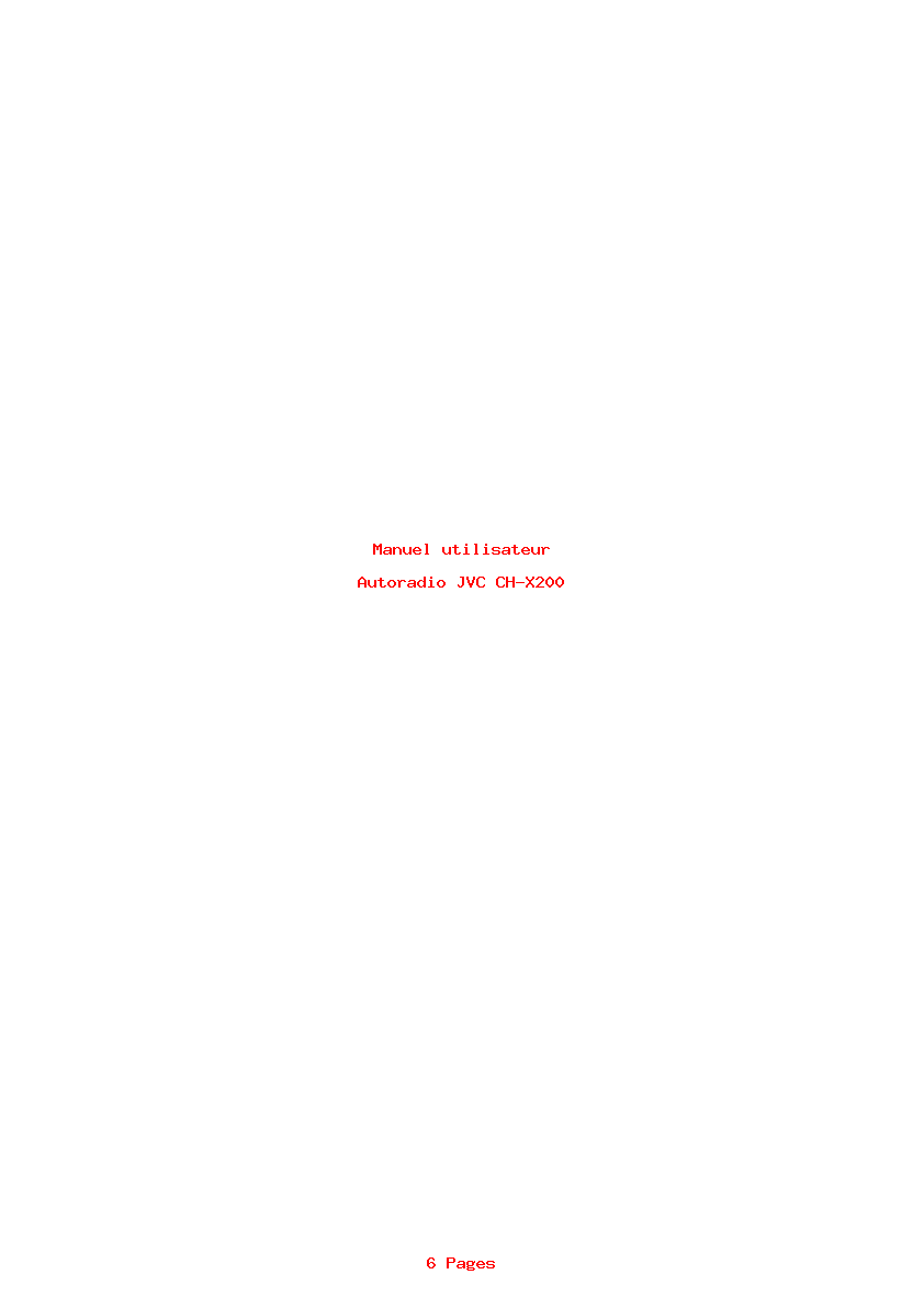 Page 1 de la notice Manuel utilisateur JVC CH-X200