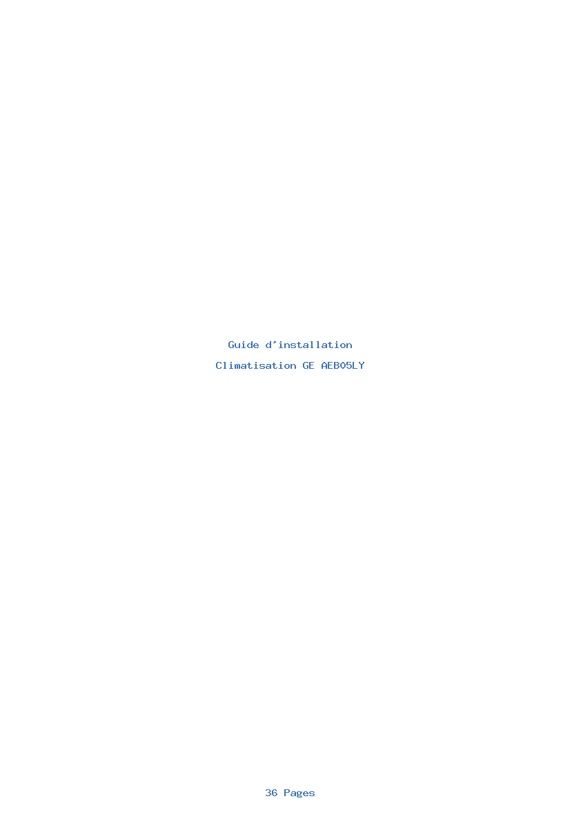 Page 1 de la notice Guide d'installation GE AEB05LY