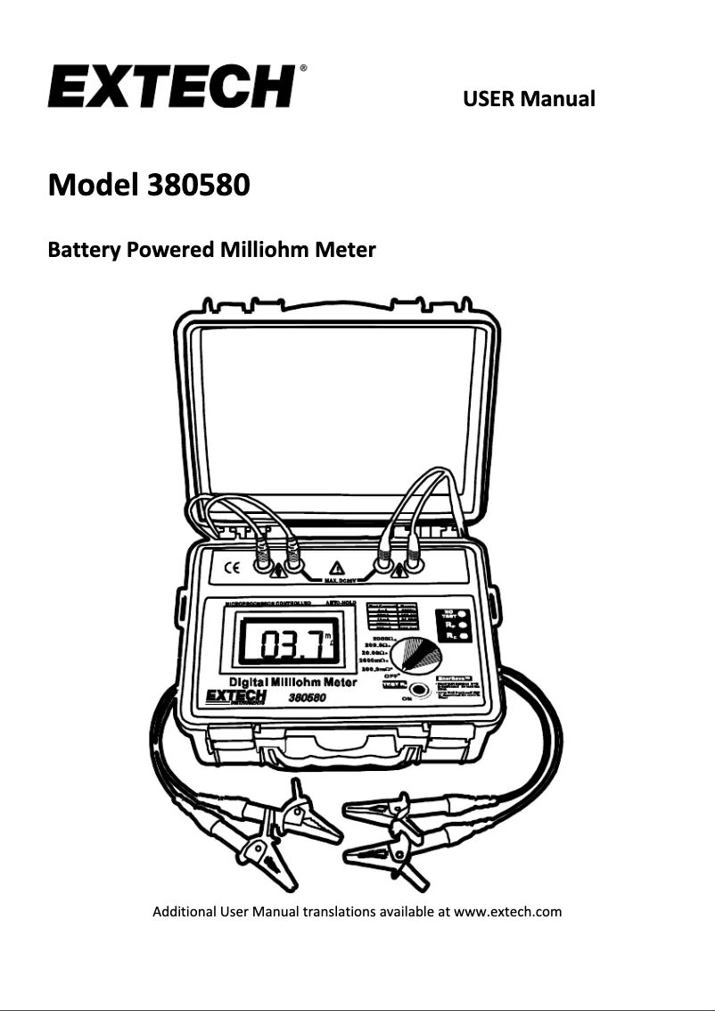 Page 1 de la notice Manuel utilisateur Extech 380580
