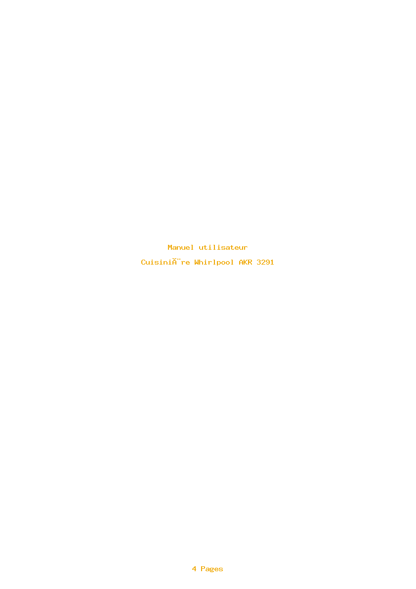 Page 1 de la notice Manuel utilisateur Whirlpool AKR 3291