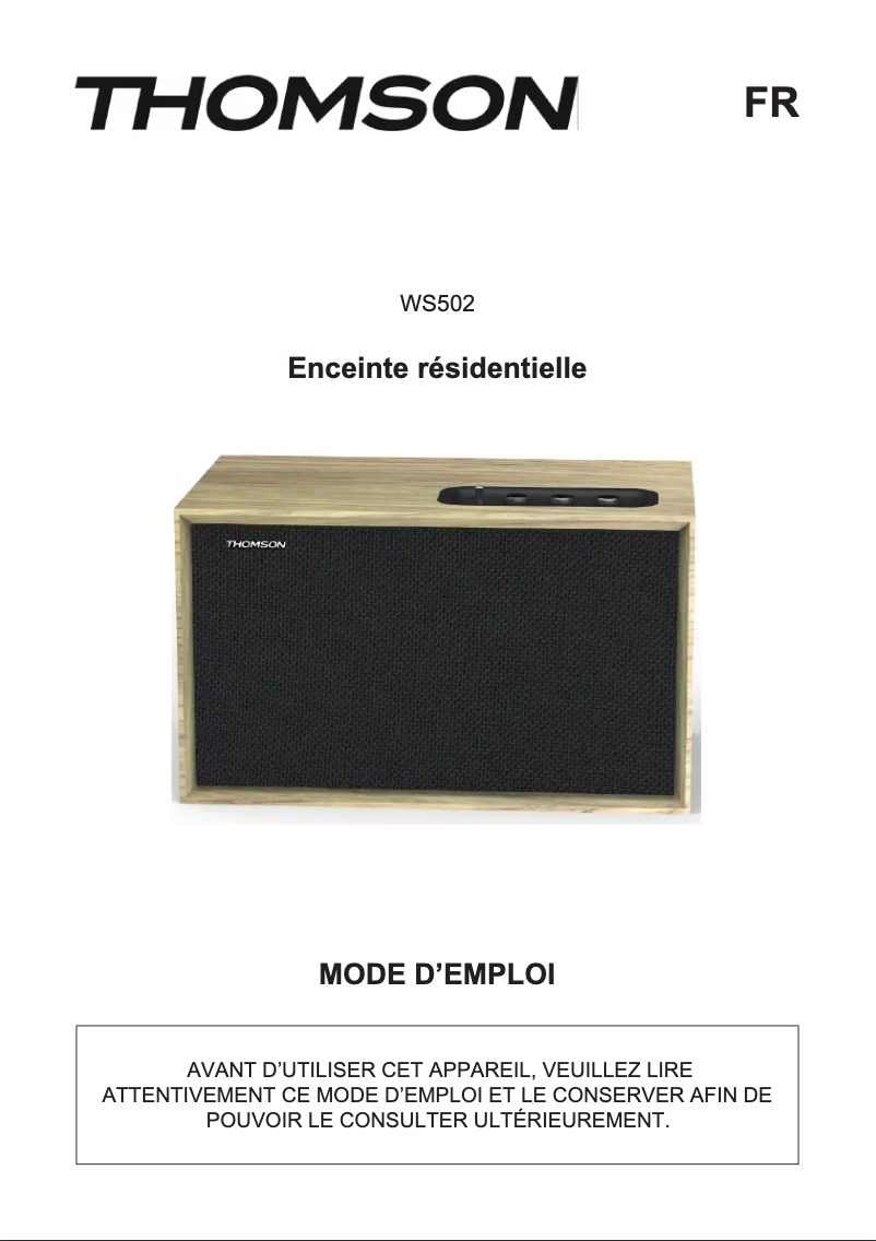 Page 1 de la notice Manuel utilisateur Thomson WS502