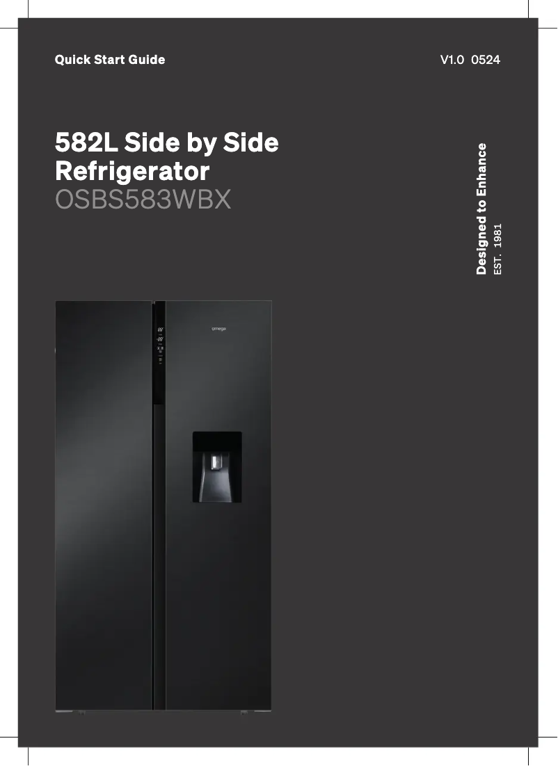 Page 1 of the manual Quick Start Guide Omega OSBS583WBX