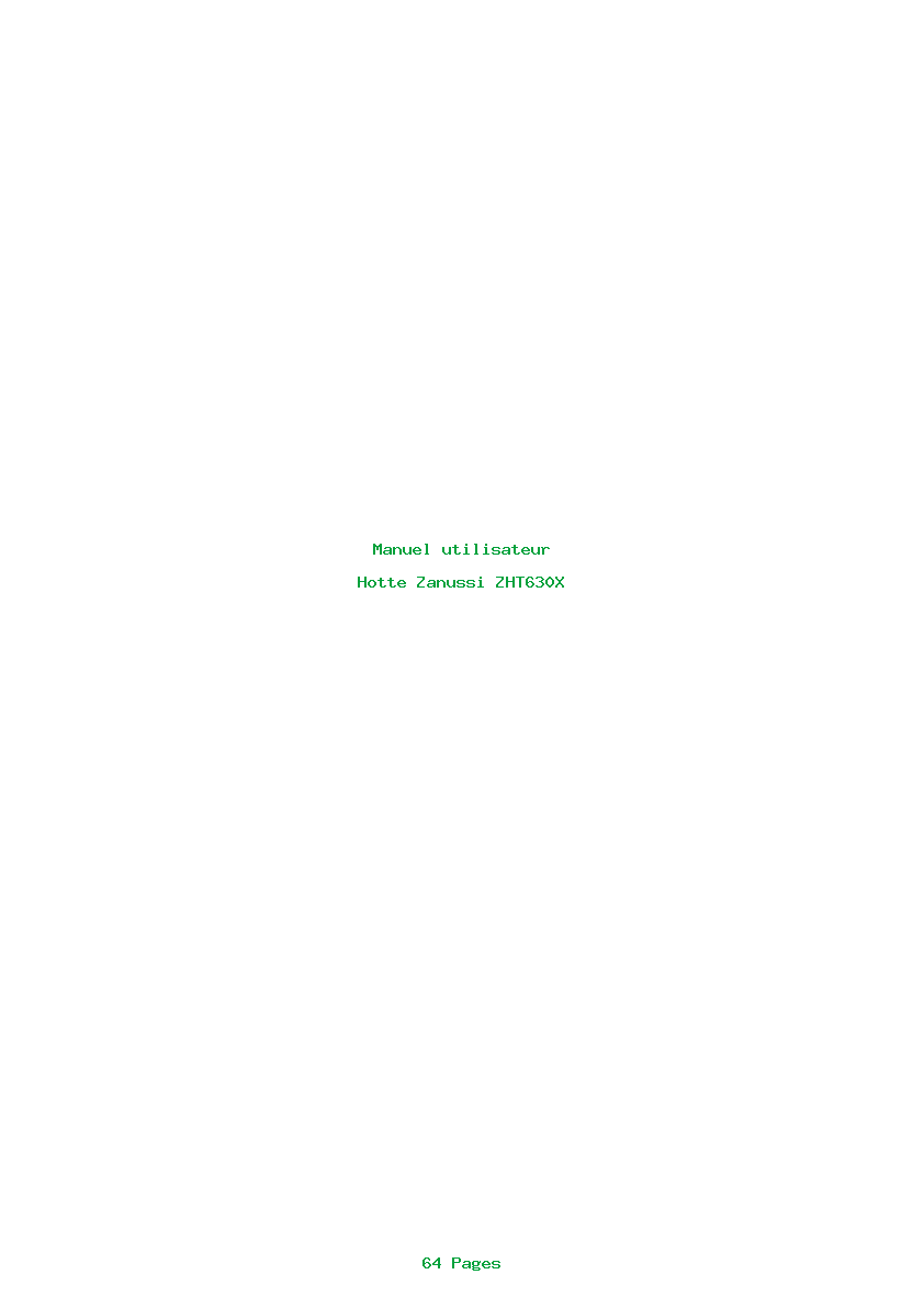 Page 1 de la notice Manuel utilisateur Zanussi ZHT630X