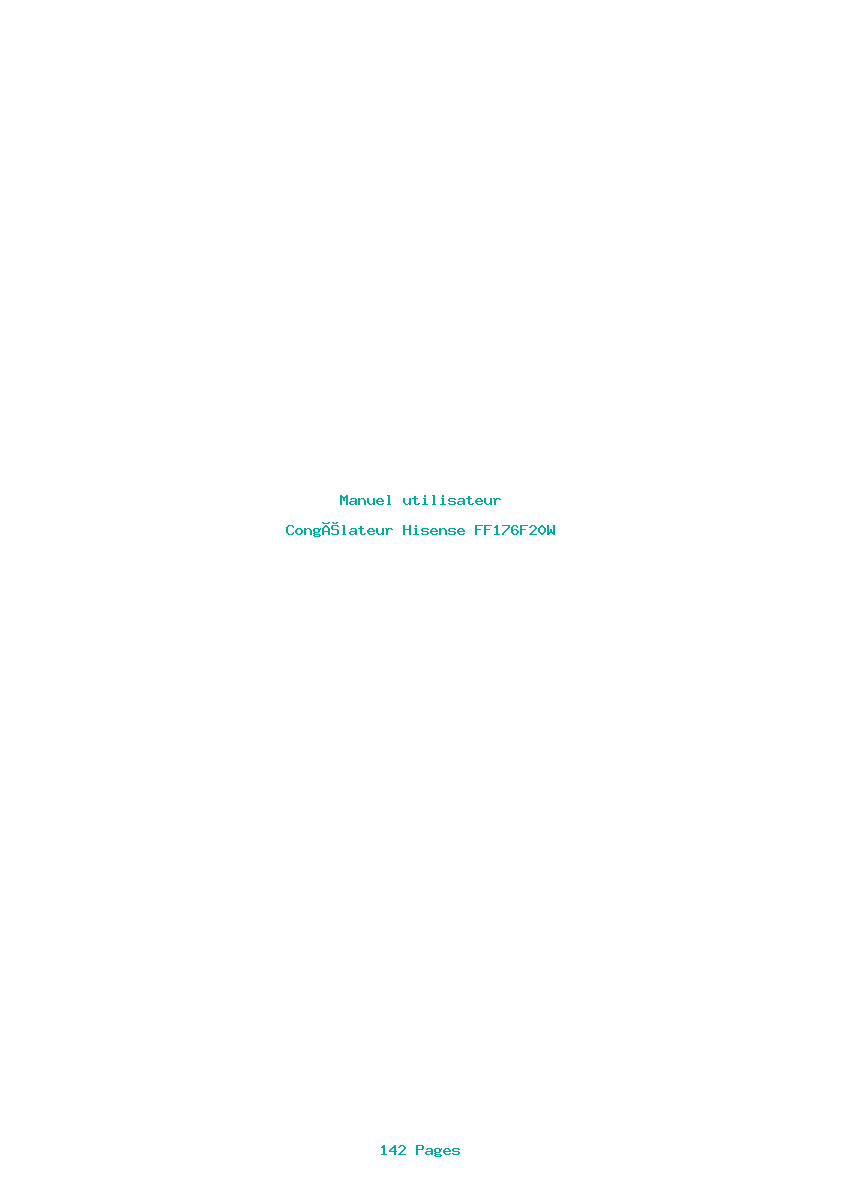 Page 1 de la notice Manuel utilisateur Hisense FF176F20W