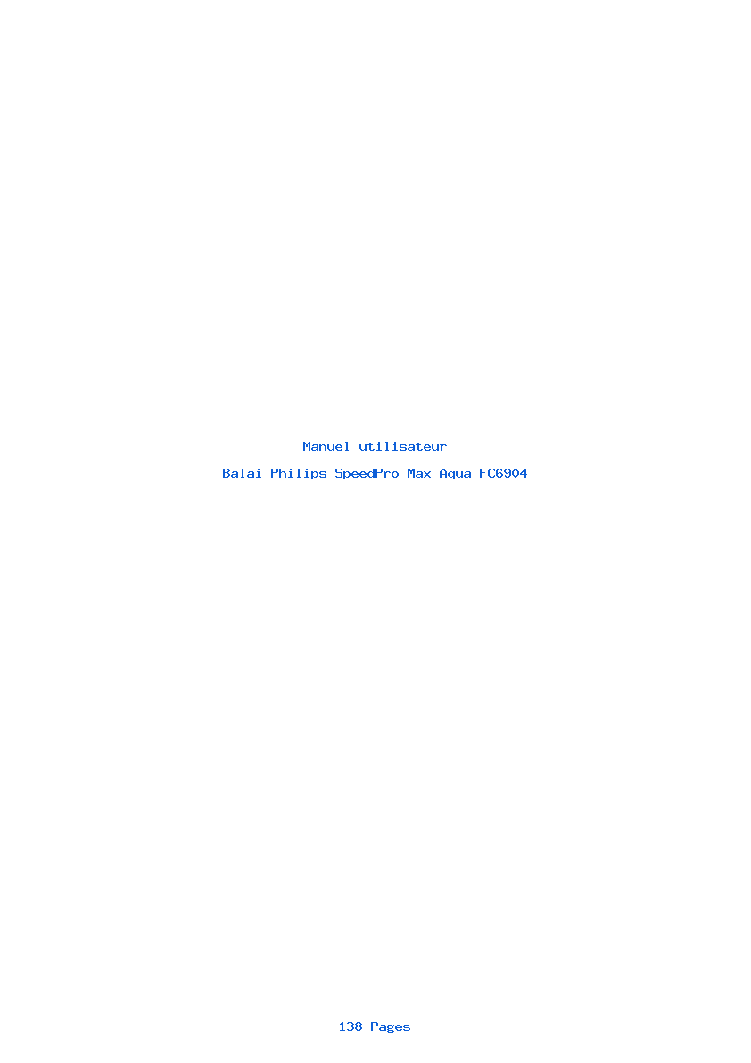 Page 1 de la notice Manuel utilisateur Philips SpeedPro Max Aqua FC6904