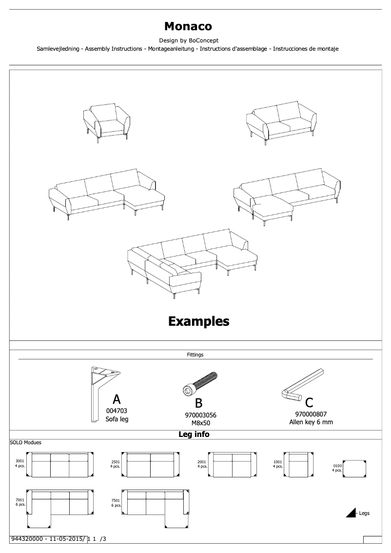 Page 1 of the manual User Manual BoConcept Monaco