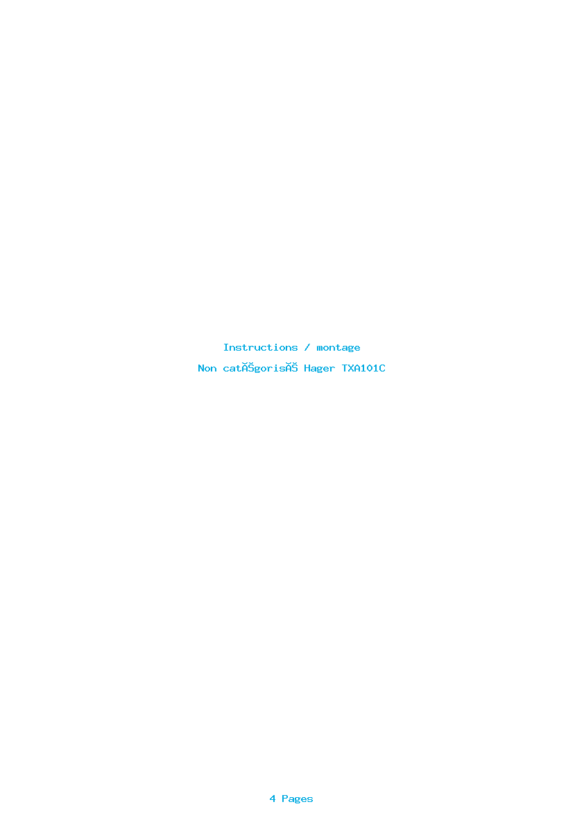 Page 1 de la notice Instructions / montage Hager TXA101C