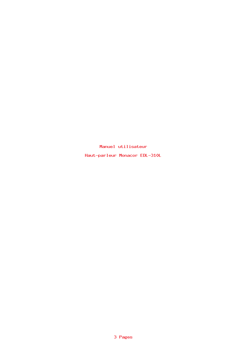 Page 1 de la notice Manuel utilisateur Monacor EDL-310L
