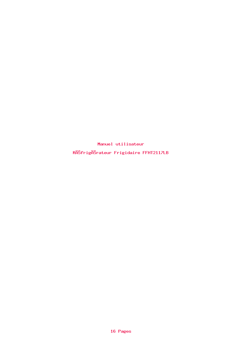 Page 1 de la notice Manuel utilisateur Frigidaire FFHT2117LB