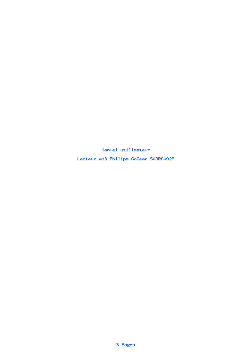 Page 1 de la notice Manuel utilisateur Philips GoGear SA3RGA02P