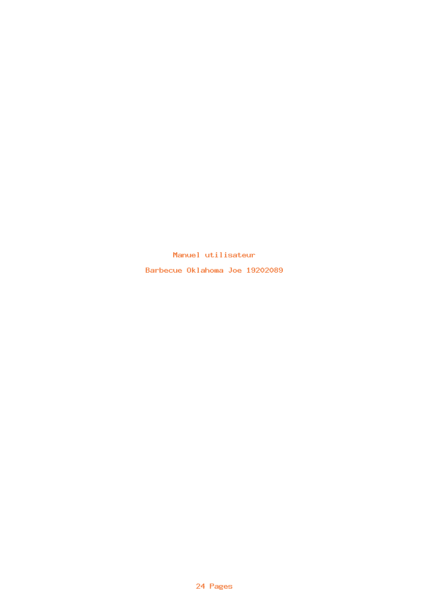 Page 1 de la notice Manuel utilisateur Oklahoma Joe 19202089