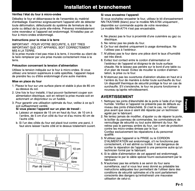 Page 1 de la notice Manuel utilisateur Panasonic NN-A774