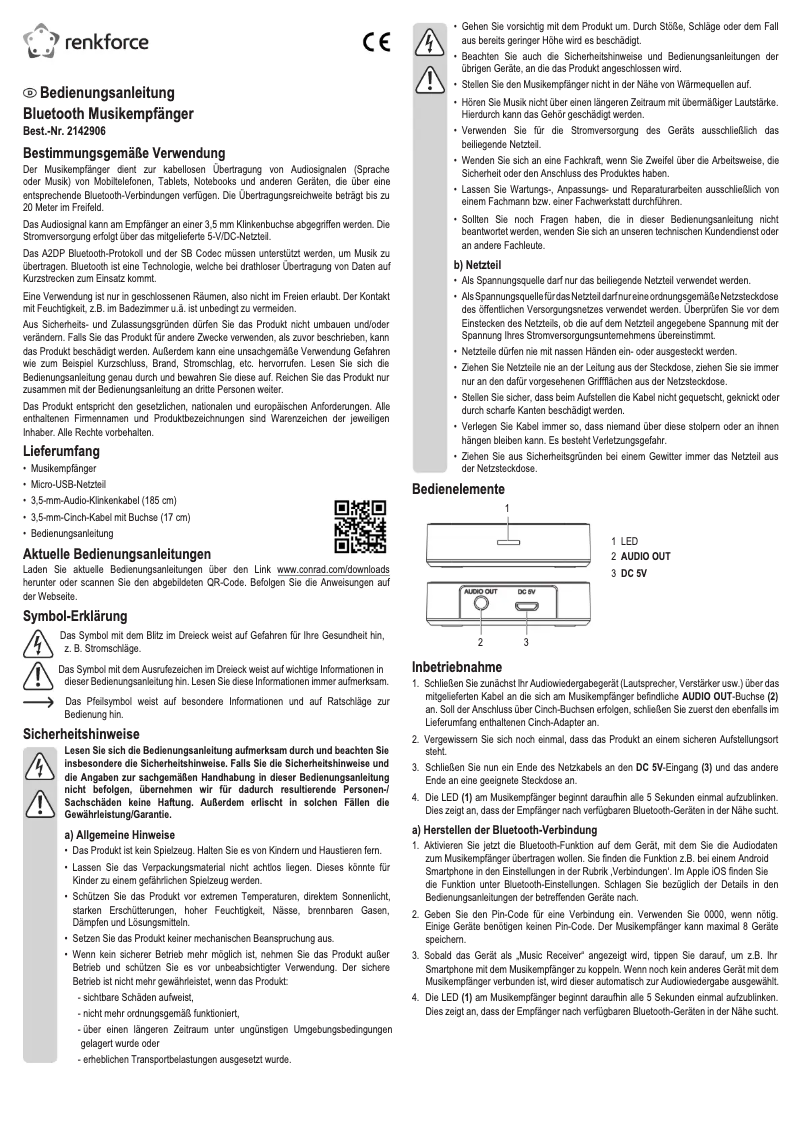 Page 1 of the manual User Manual Renkforce RF-4285812