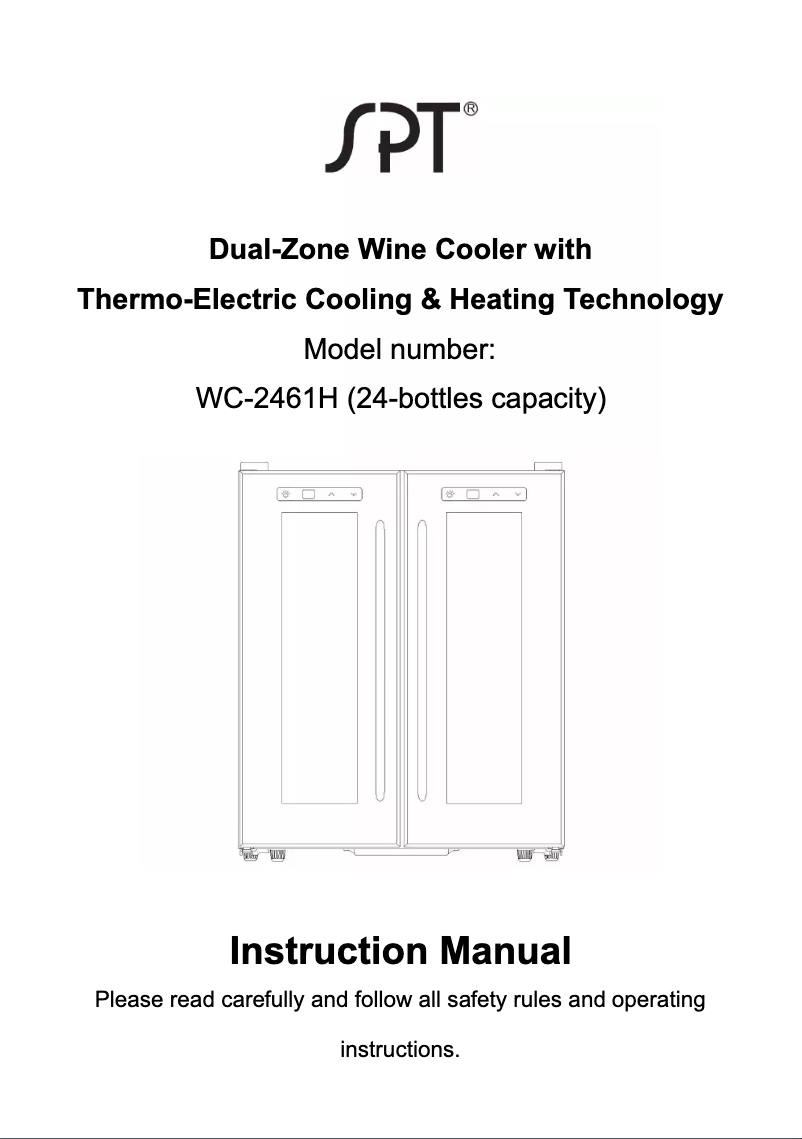 Page 1 de la notice Manuel utilisateur SPT WC-2461H
