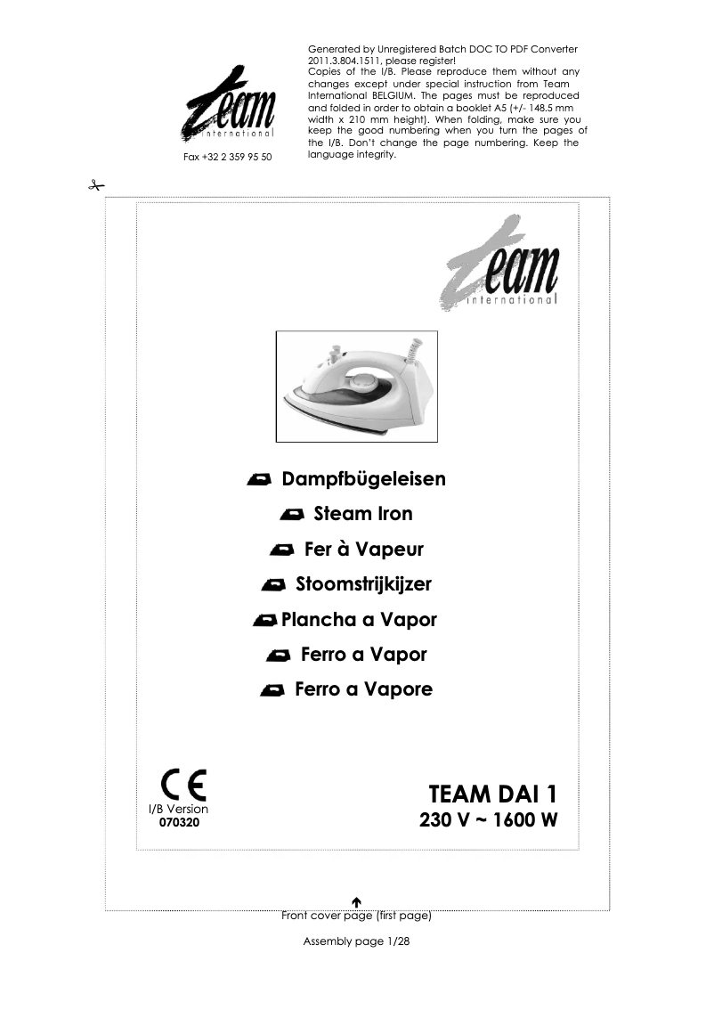 Page 1 de la notice Manuel utilisateur Team DAI 1