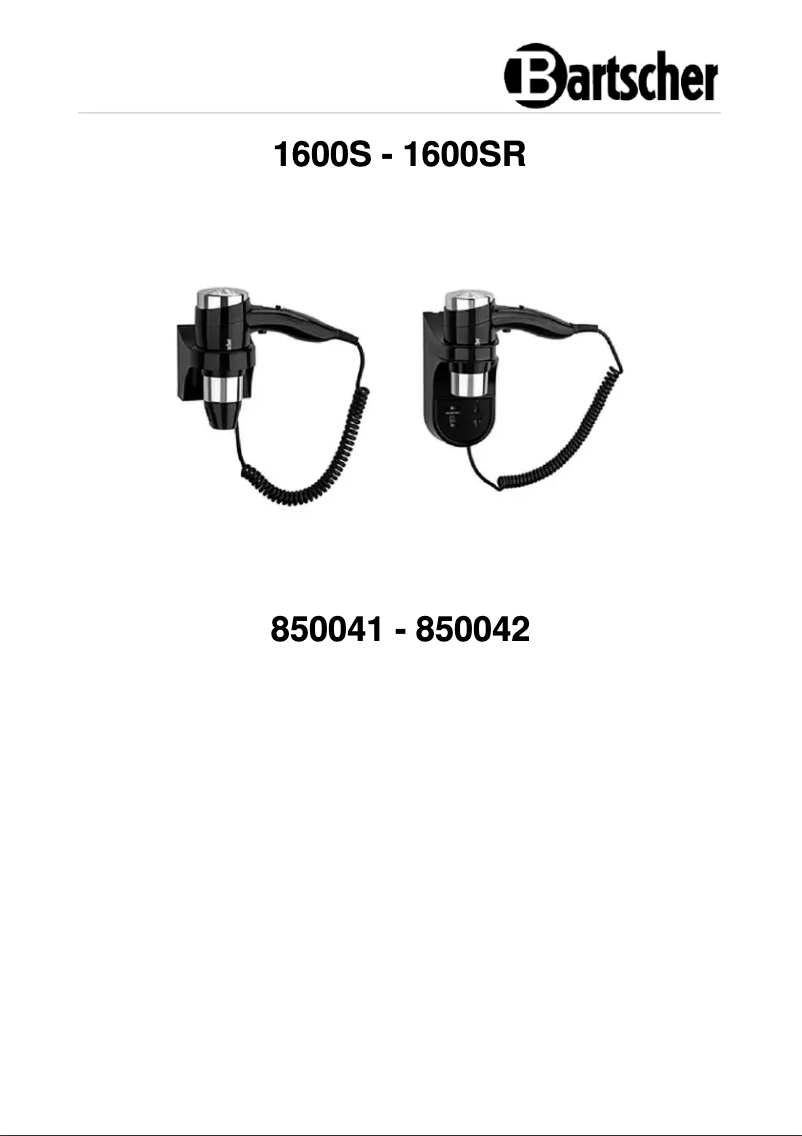 Página 1 del manual Manual de usuario Bartscher 1600S