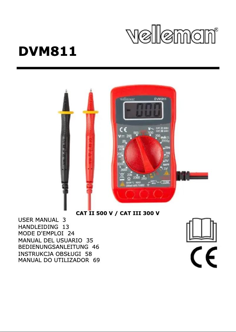 Page 1 de la notice Manuel utilisateur Velleman DVM811