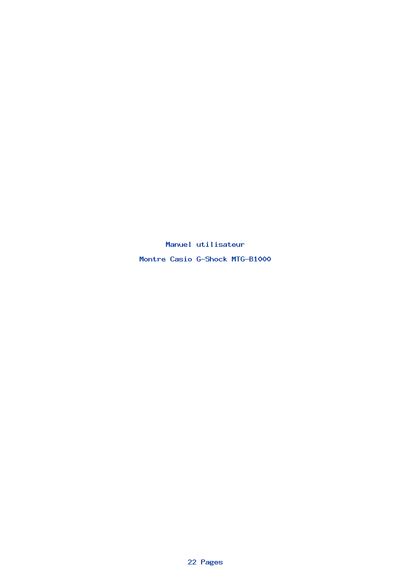 Page 1 de la notice Manuel utilisateur Casio G-Shock MTG-B1000