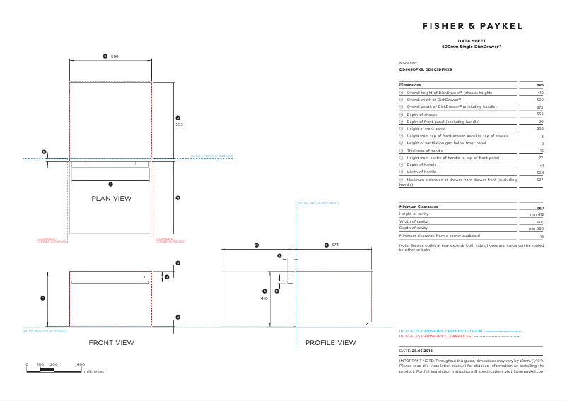 Página 1 del manual Ficha técnica Fisher & Paykel DD60SDFHX9