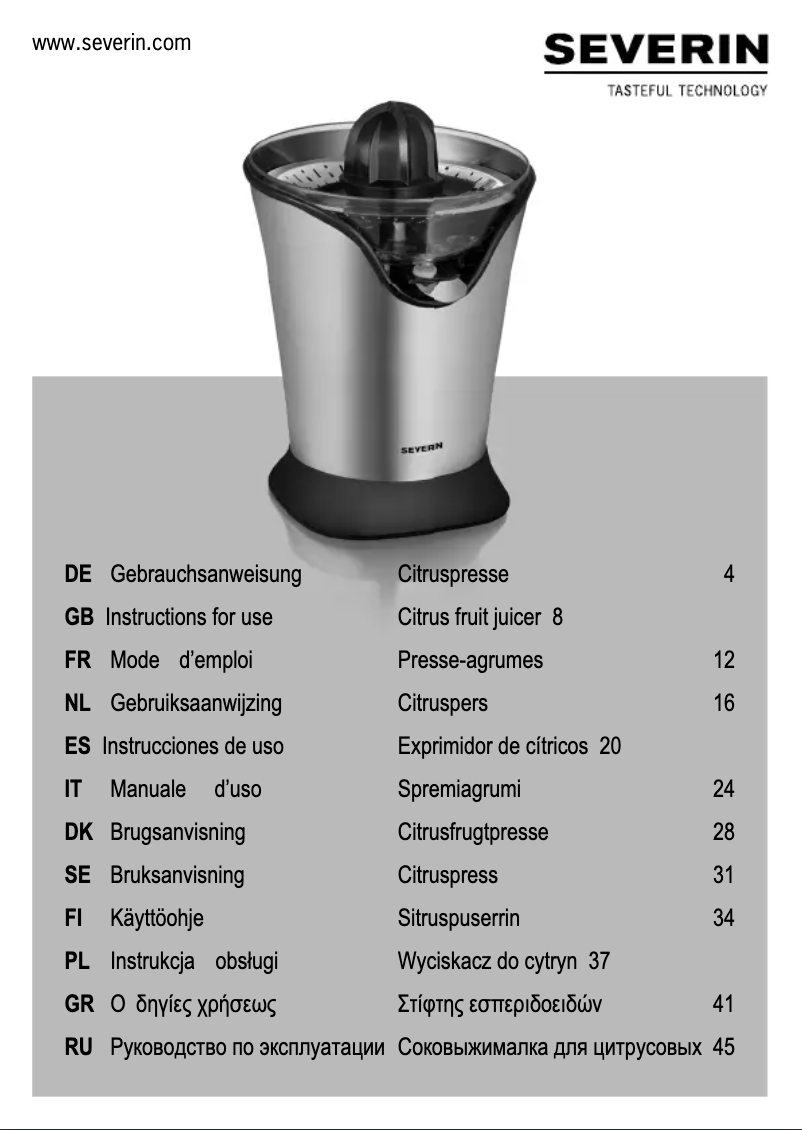 Página 1 del manual Manual de usuario Severin CP 3534