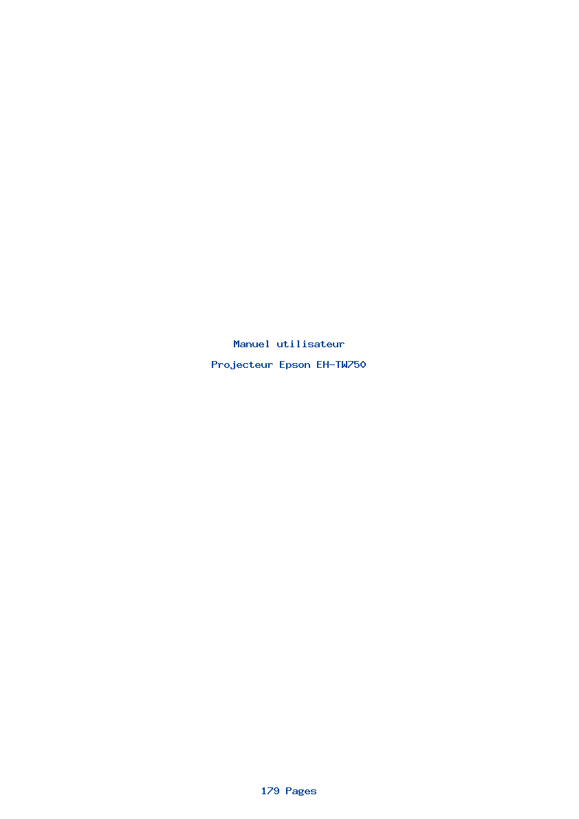 Page 1 de la notice Manuel utilisateur Epson EH-TW750