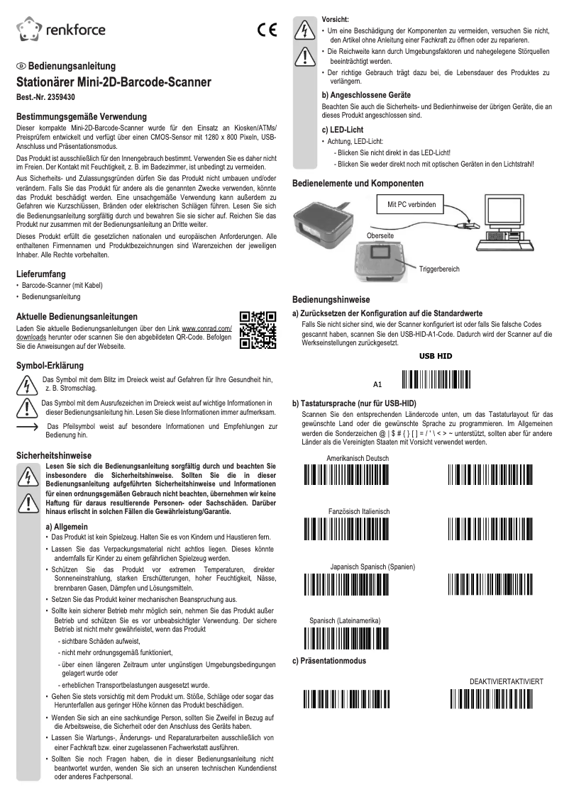 Page 1 de la notice Manuel utilisateur Renkforce RF-SBS-501