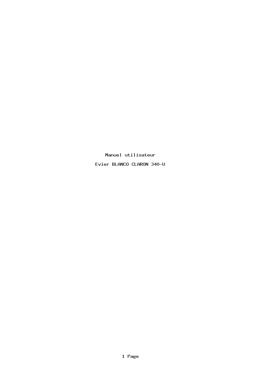 Page 1 de la notice Manuel utilisateur BLANCO CLARON 340-U