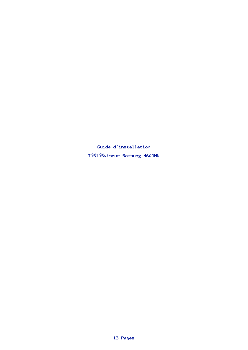 Page 1 de la notice Guide d'installation Samsung 460DMN