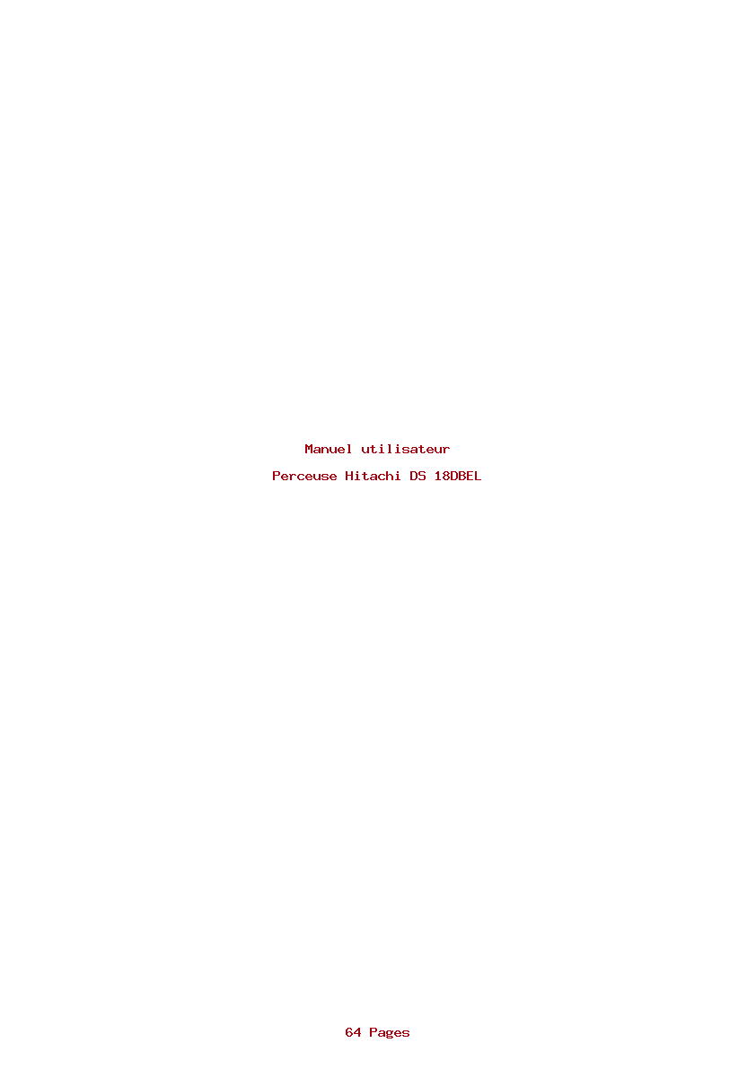 Page 1 de la notice Manuel utilisateur Hitachi DS 18DBEL