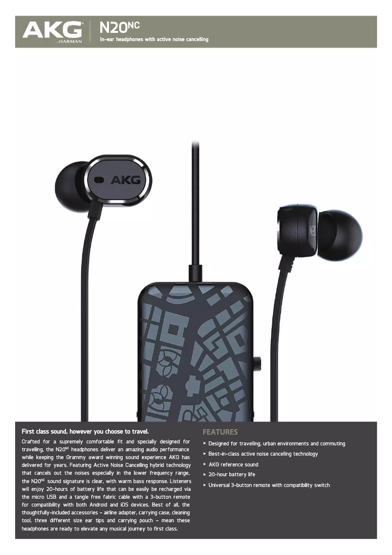 Page 1 de la notice Manuel utilisateur AKG N20NC