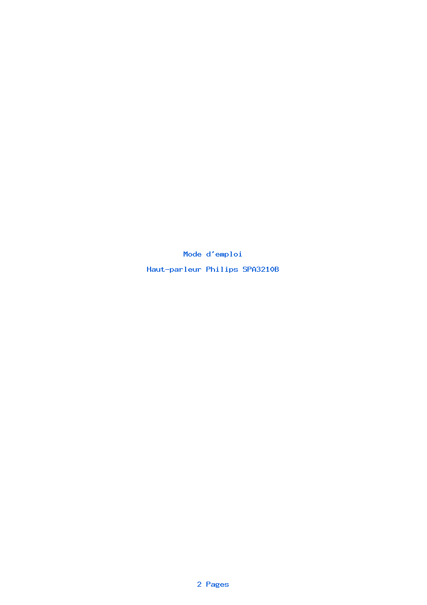 Page 1 de la notice Mode d'emploi Philips SPA3210B