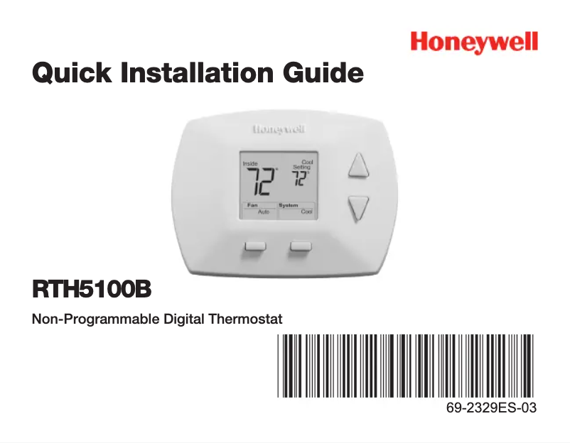 Page 1 de la notice Instructions / montage Honeywell RTH5100B