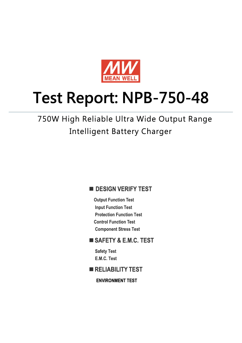 Page 1 de la notice Fiche technique Mean Well NPB-750-48