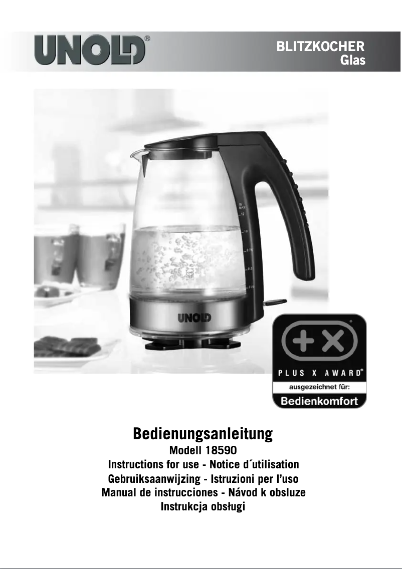 Page 1 de la notice Manuel utilisateur Unold 18590 Glas