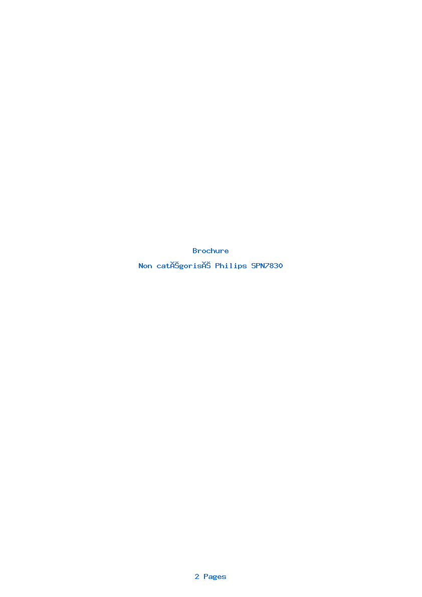 Page 1 de la notice Brochure Philips SPN7830