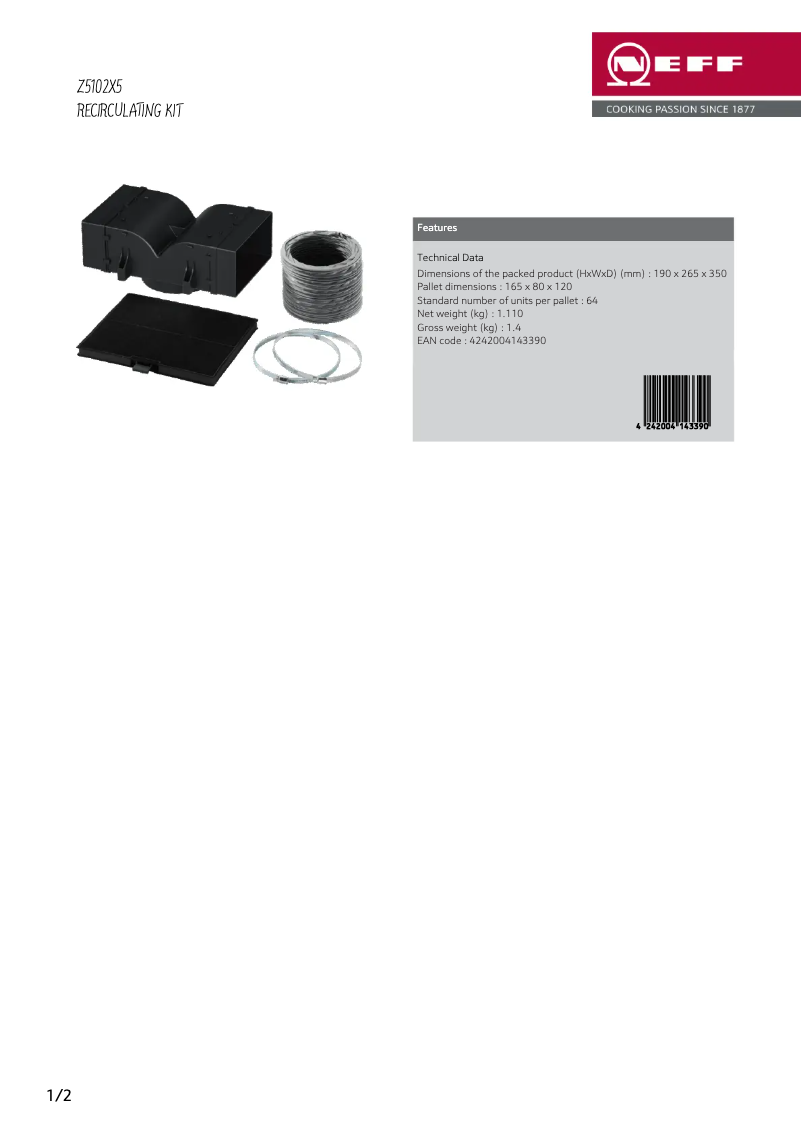 Page 1 of the manual User Manual Neff Z5102X5