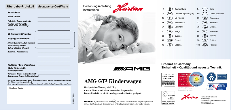 Página 1 del manual Manual de usuario Hartan AMG GT