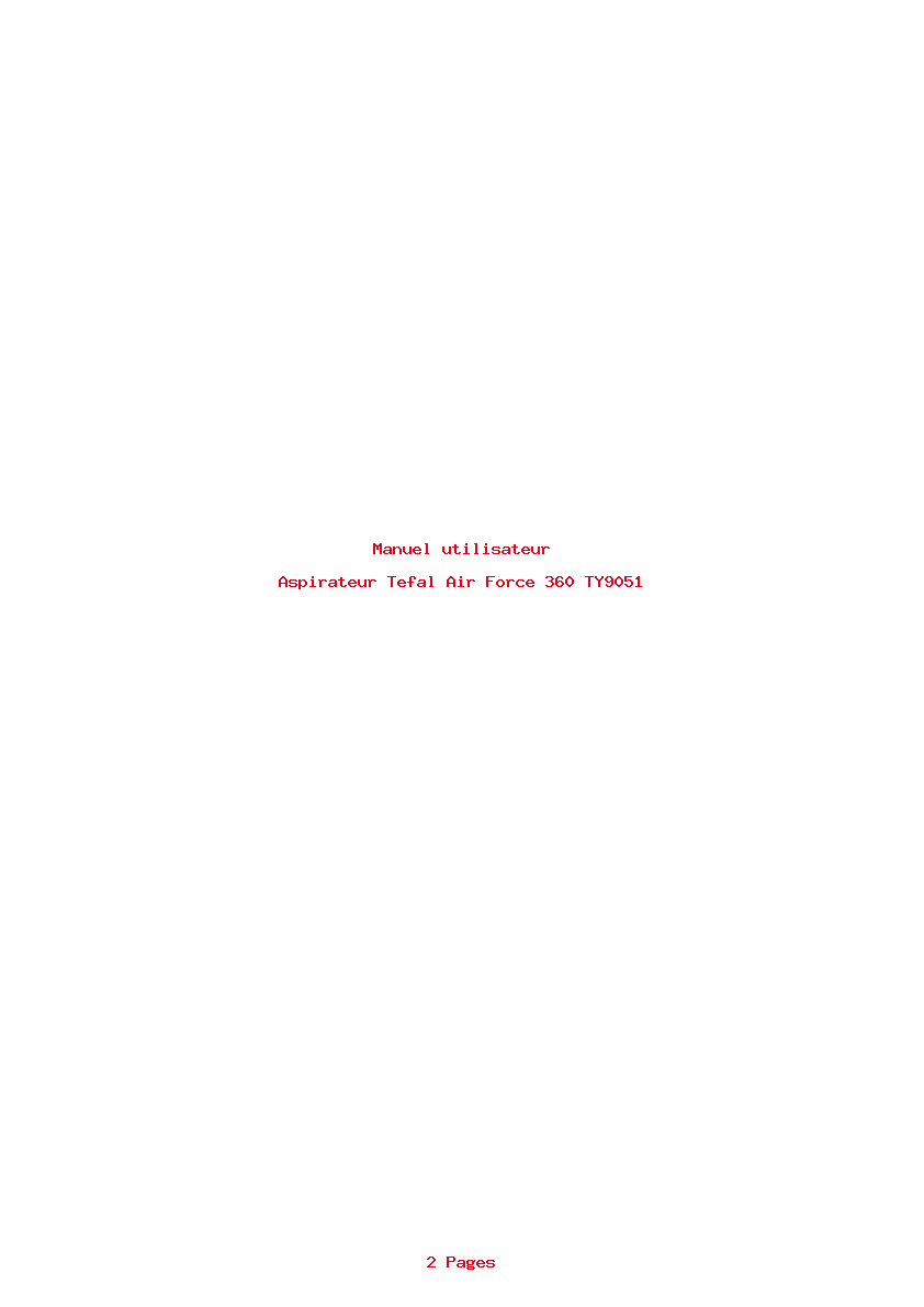 Page 1 de la notice Manuel utilisateur Tefal Air Force 360 TY9051