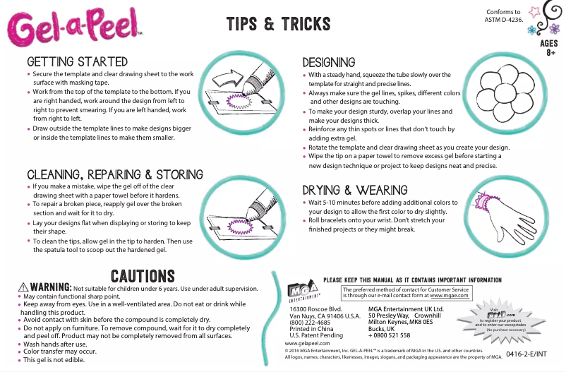 Page 1 of the manual User Manual Gel-a-Peel Accessory 3 pk Kit Sparkle