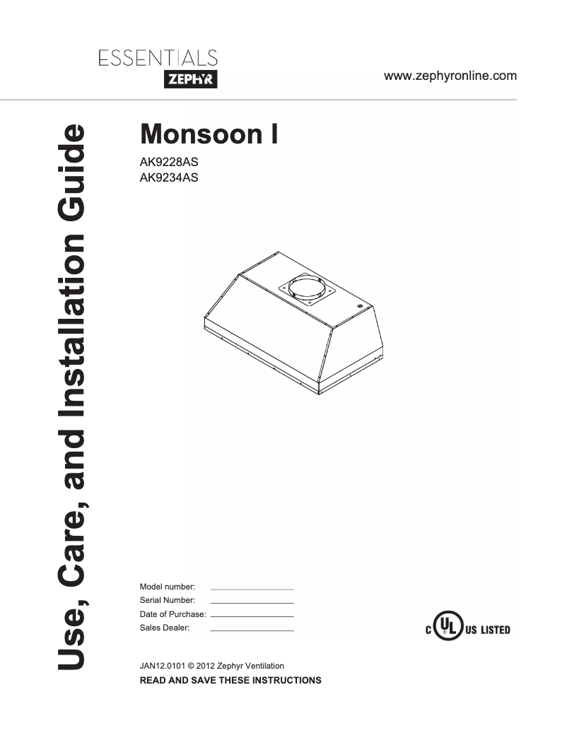Página 1 del manual Manual de usuario Zephyr AK9234AS
