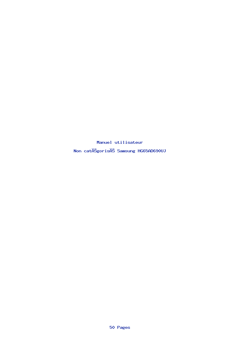 Page 1 de la notice Manuel utilisateur Samsung HG65AD690UJ