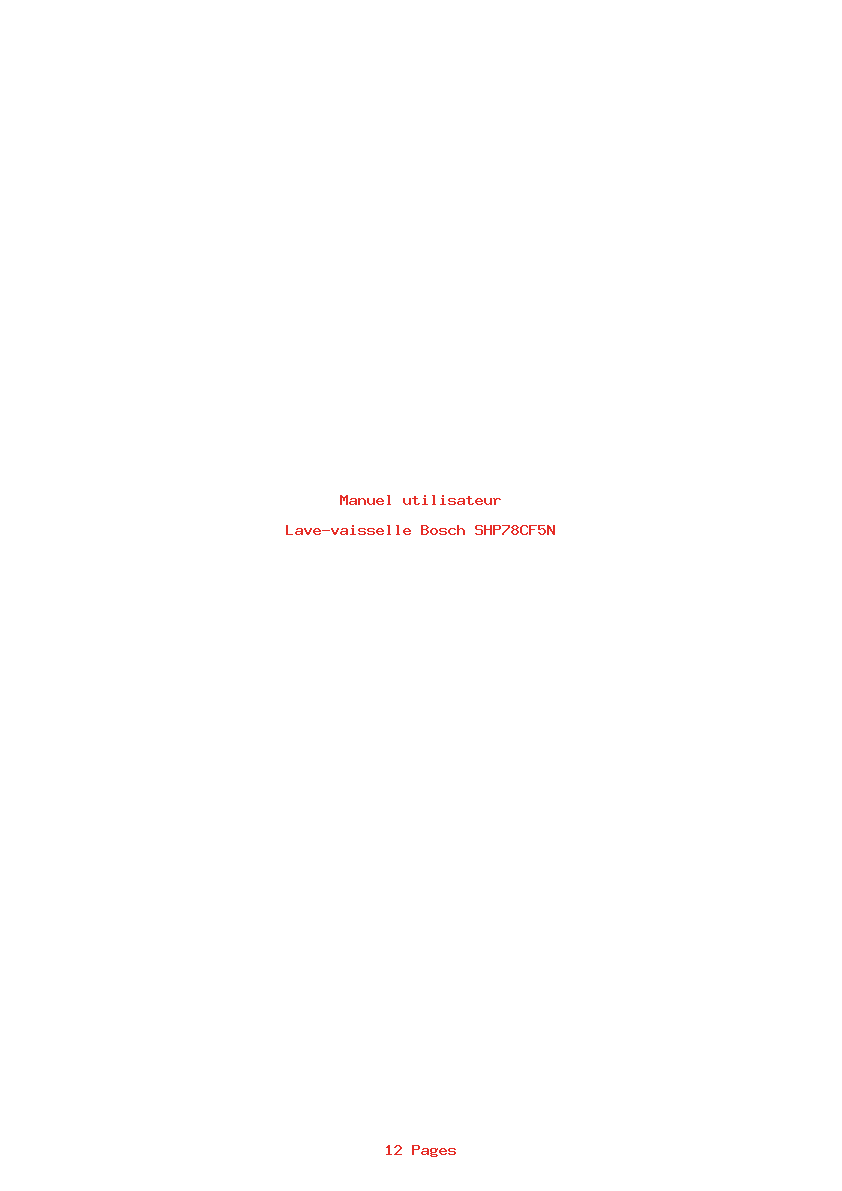 Page 1 de la notice Manuel utilisateur Bosch SHP78CF5N